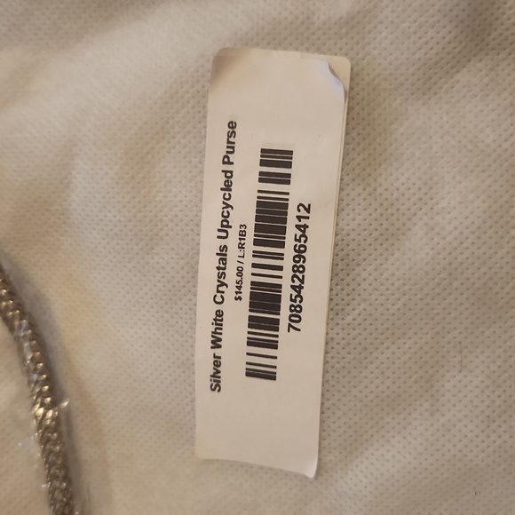 Silver White Crystal Rhinestone Upcycled Small Montana West bag - Picture 5 of 6